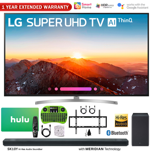 LG 75` Class 4K HDR Smart LED AI SUPER UHD TV w/ThinQ + Sound Bar & Hulu Bundle
