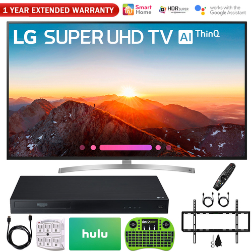 LG 75` Class 4K HDR Smart LED AI SUPER UHD TV w/ThinQ + Blu-Ray Player Bundle