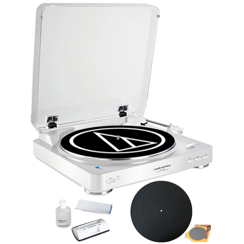 Audio-Technica Wireless Belt-Drive Stereo Turntable w/ Record Vinyl Cleaner Kit, White