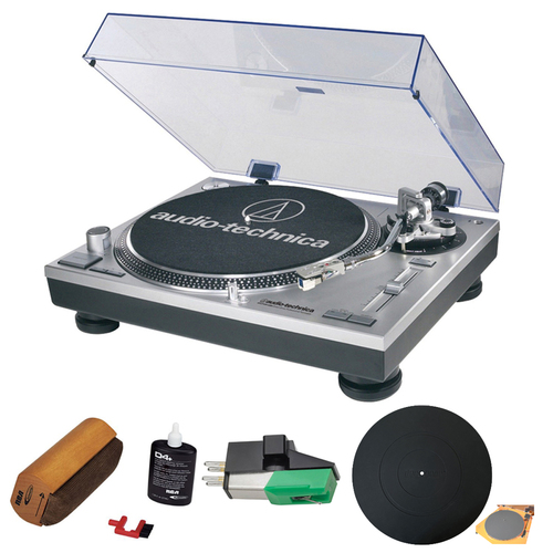 Audio-Technica Professional Stereo Turntable w/ USB LP to DIG - Silver w/ Record Cleaning Kit