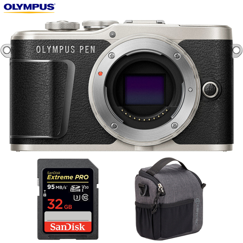 Olympus PEN E-PL9 16.1 MP Wi-Fi 4K Mirrorless Camera Body w/ 32GB Card + Shoulder Bag