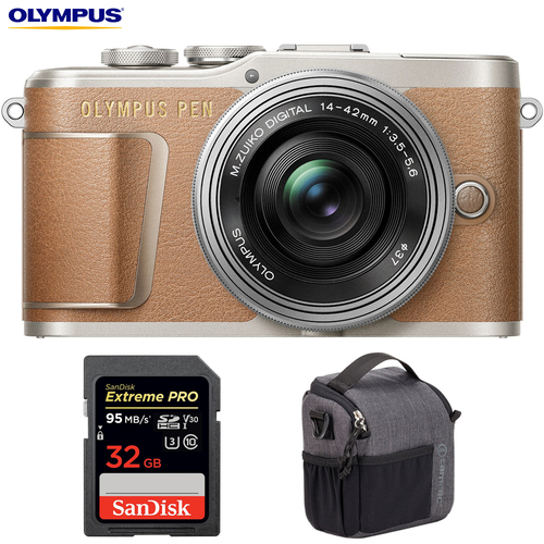 Olympus PEN E-PL9 Mirrorless Camera w/ Silver 14-42mm Lens Kit + 32GB Bundle