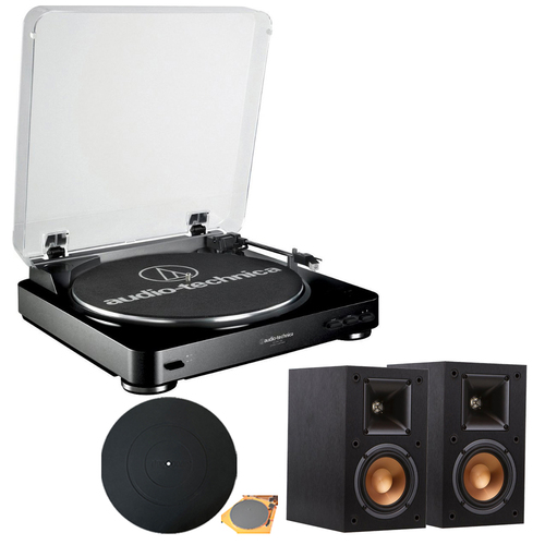 Audio-Technica AT-LP60 Automatic Stereo Black Turntable System w/Monitor Speaker