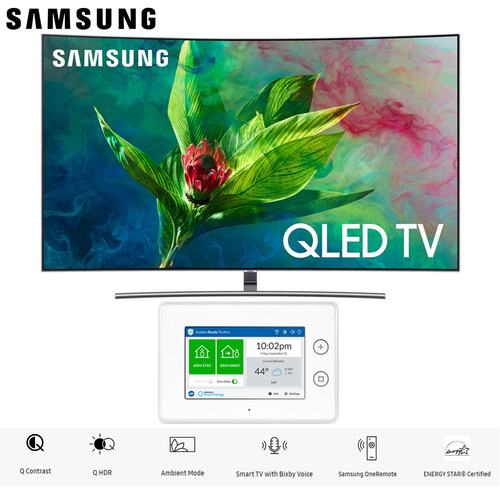 Samsung 65` Q7 QLED Curved Smart 4K UHD TV 2018 Model+Home Security Starter Kit
