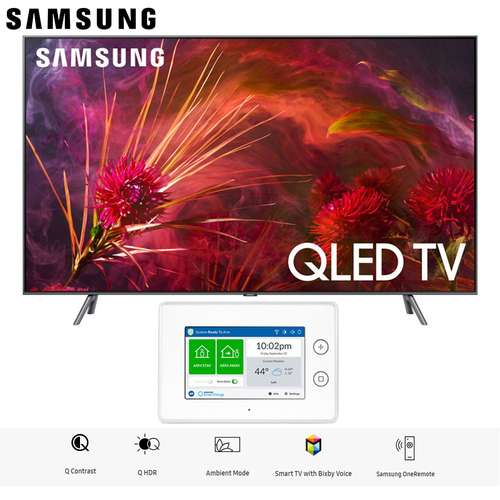 Samsung 75` Q8FN QLED Smart 4K UHD TV 2018 Model + Home Security Starter Kit