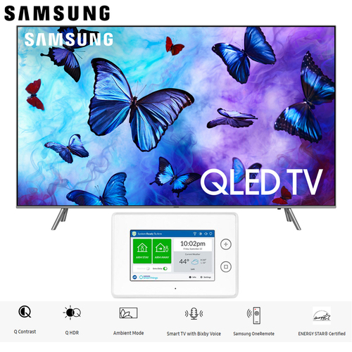 Samsung 82` Q6FN QLED Smart 4K UHD TV 2018 Model + Home Security Starter Kit