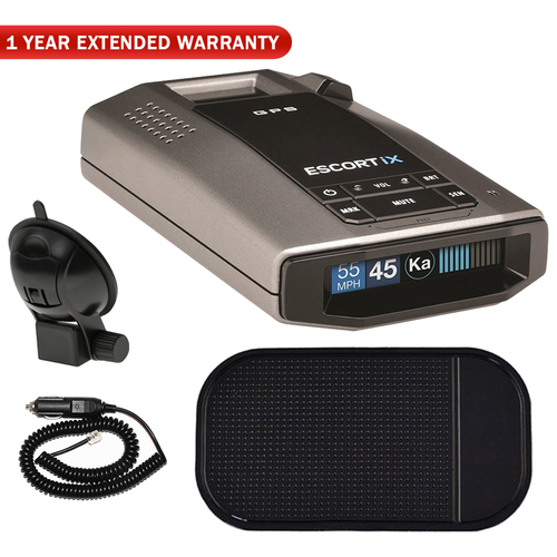 Escort iX Long Range Radar Detector + Car Mat Bundle + 1 Year Extended Warranty