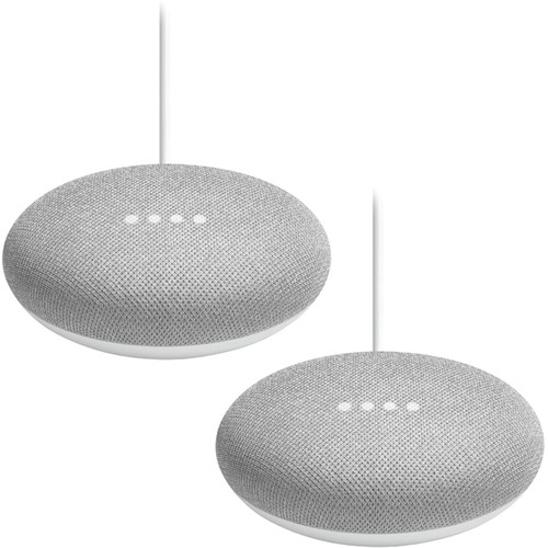Google Home Mini Smart Speaker with Google Assistant 2-Pack Bundle - Chalk