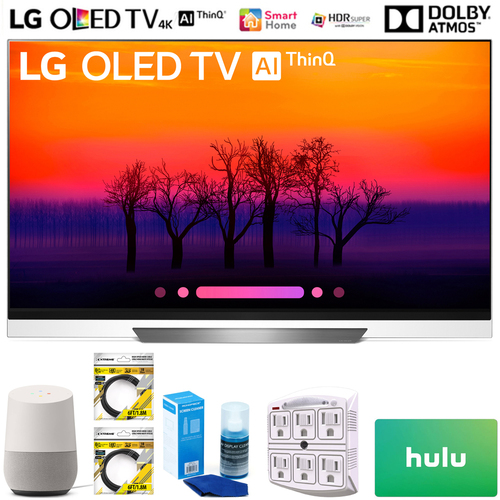 LG 65` Class E8 OLED 4K HDR AI Smart TV 2018 Model + Google Home Bundle