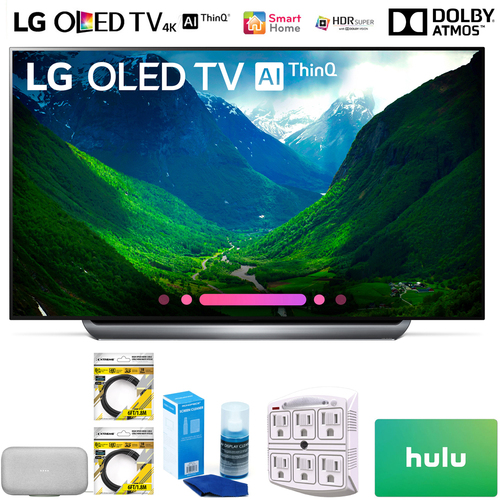 LG 77` Class C8 OLED 4K HDR AI Smart TV 2018 Model + Google Home Bundle