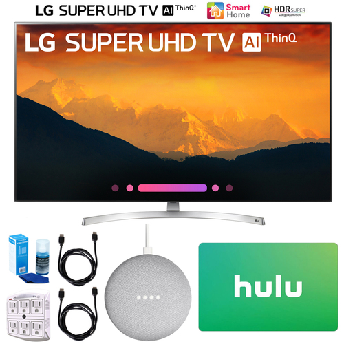 LG 55`-Class 4K HDR Smart LED AI Super UHD TV w/ ThinQ + Google Home Mini Bundle