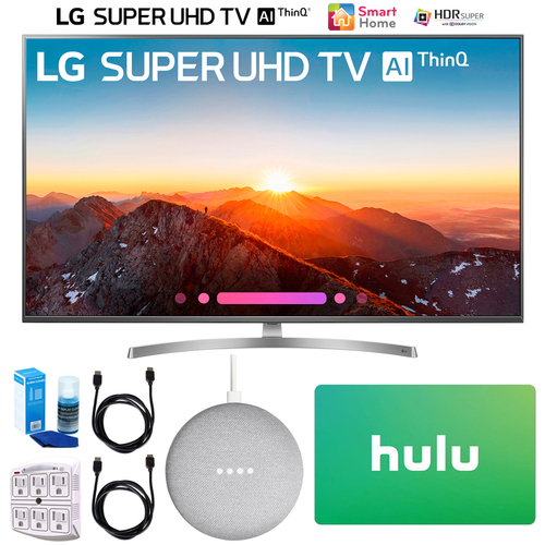 LG 55` Class 4K HDR Smart LED AI SUPER UHD TV w/ThinQ + Google Home Mini Bundle