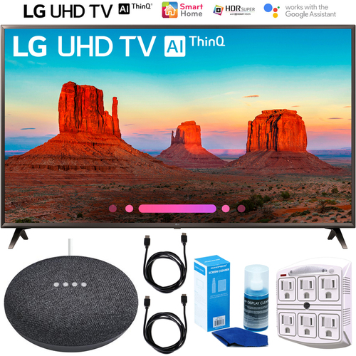LG 55` 4K HDR Smart LED AI UHD TV w/ThinQ (2018) + Google Home Mini Bundle