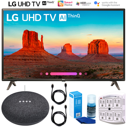 LG 49UK6300 49` UK6300 4K HDR Smart LED AI UHD TV w/ThinQ Google Home Mini Bundle