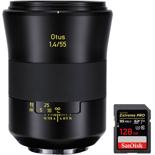 Zeiss Otus 55mm f/1.4 Distagon T Lens for Canon EOS + 128GB Memory Card
