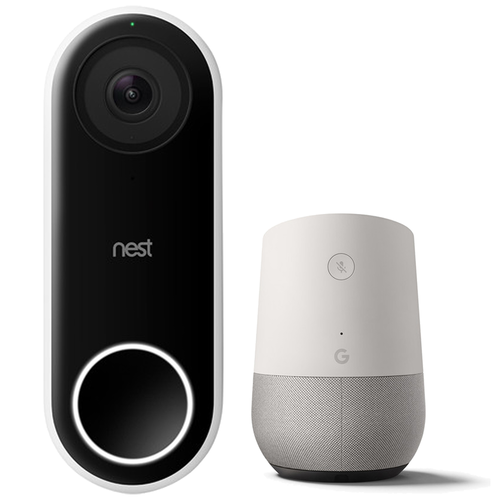 Google Nest Hello Video Doorbell w/ Google Home Smart Speaker with Google Assistant