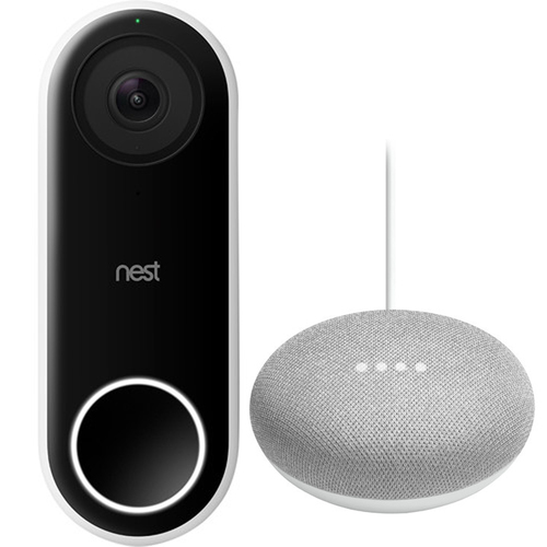 Google Nest Hello Smart Wi-Fi Video Doorbell + Home Smart Speaker with Google Assistant
