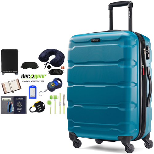 Samsonite Omni Hardside Luggage 24` Spinner Caribbean Blue+Luggage Accessory Kit