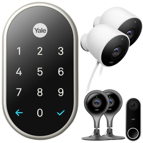 Nest x Yale Lock with Nest Connect - (Satin Nickel) with Deluxe Security Bundle