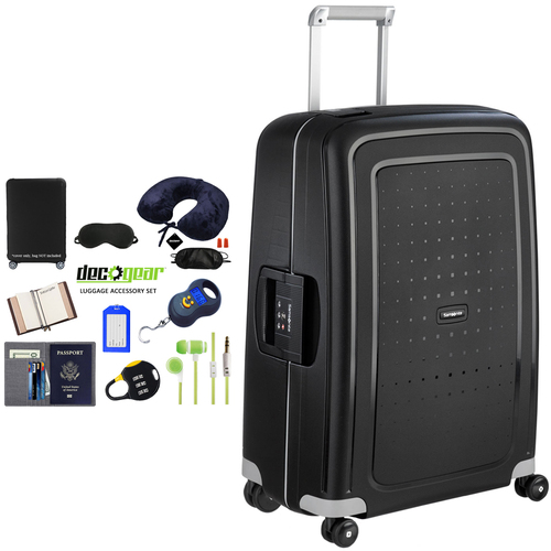 Samsonite S'Cure 28` Zipperless Spinner Luggage Black + Luggage Accessory Kit
