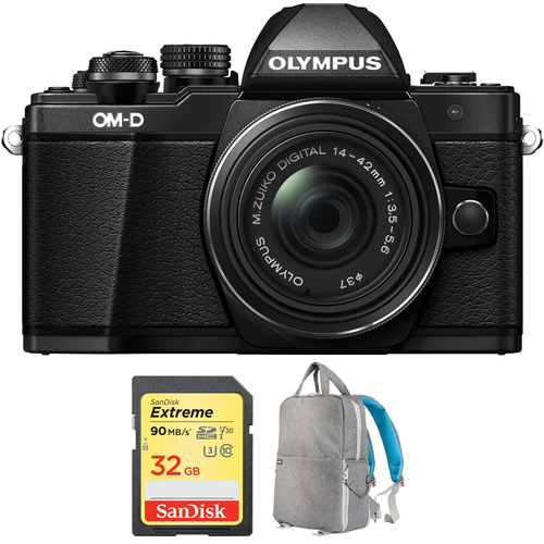Olympus OM-D E-M10 Mark II Digital Camera 14-42 IIR Lens (Black) + 32GB Card Bundle