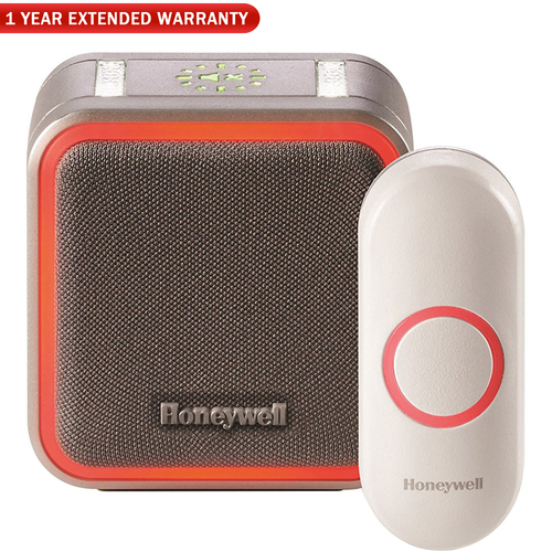 Honeywell Portable Wireless Doorbell w/Halo Light & Push Button + Warranty Bundle