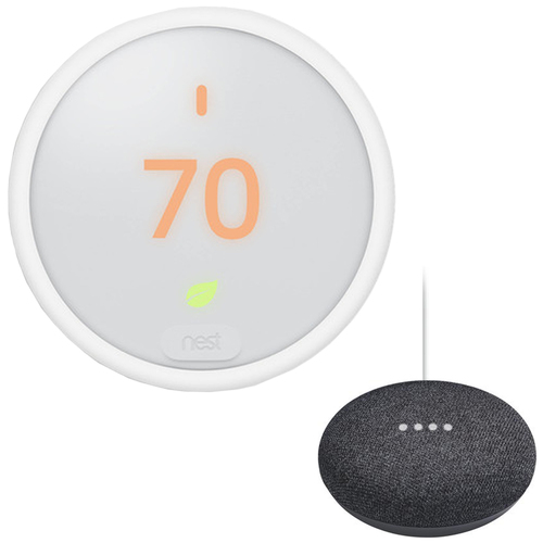 Google Nest Thermostat E T4000ES with Google Nest Mini - 2nd Gen Speaker, Charcoal