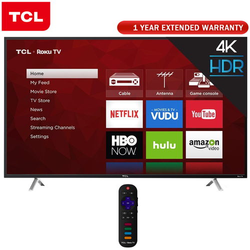 TCL 55` 4K Ultra HD Roku Smart LED TV 2017 Model + Extended Warranty
