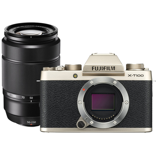 Fujifilm X-T100 Mirrorless Digital Camera (Gold) w/ XC50-230mm f/4.5-6.7 OIS II Lens