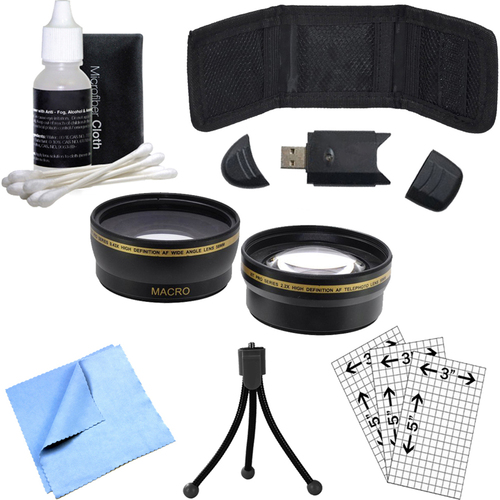 General Brand 58mm Wide Angle & Telephoto Lens, Cleaning, Memory Card Wallet etc. (OPEN BOX)