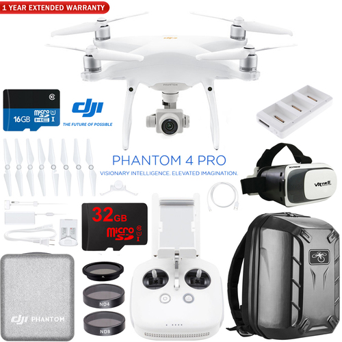 DJI Phantom 4 Pro Plus Quadcopter Drone Camera + Battery 32GB Accessory Bundle