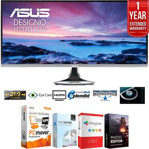 Asus 34` 21:9 Curved Ultra-wide Quad HD 100Hz Monitor + Extended Warranty Pack