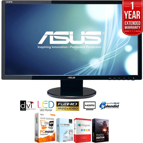 Asus VE247H 23.6` FHD 1080p Widescreen 2ms LCD Monitor + Extended Warranty Pack