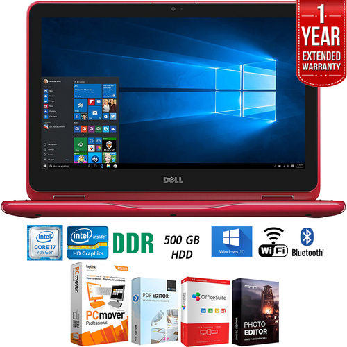 Dell I3179-0000RED Inspiron 11.6` Intel M3-7Y30 2-in-1 Laptop+Software+Warranty