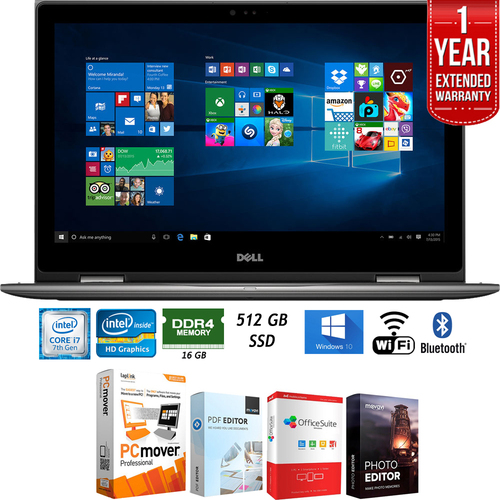 Dell i5578-10050GRY 15.6` Intel i7-7500U FHD Laptop+Software+Warranty