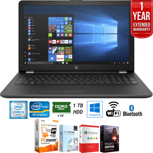 Hewlett Packard 15-bs020nr 15` Intel i3-6006U 4GB/ 1TB HDD Laptop + Extended Warranty Pack
