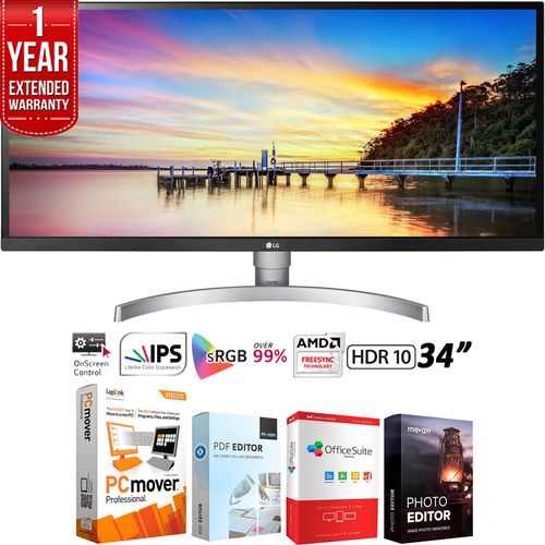 LG 34` FreeSync IPS Monitor 21:9 34WK650W w/ HDR + 1 Year Extended Warranty Pack