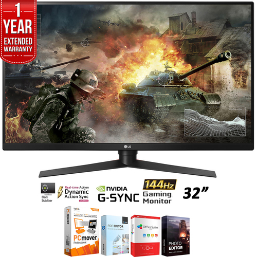 LG 32` QHD Gaming Monitor with G-SYNC 16:9 + 1 Year Extended Warranty Pack