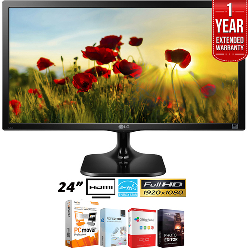 LG 24` Class Full HD 1080p LED Monitor (24M47H-P) Black + Extended Warranty Pack