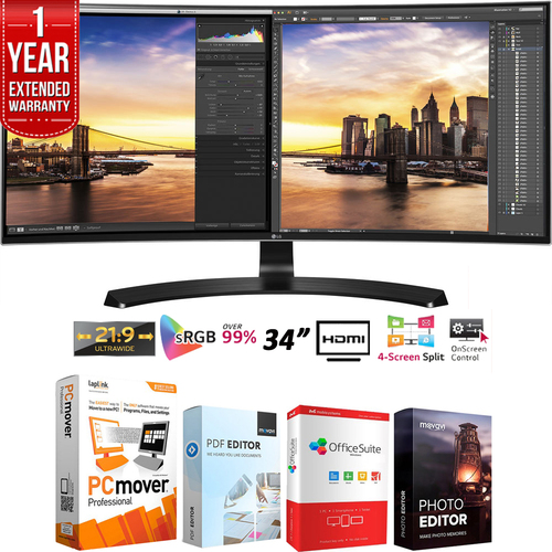 LG 34UC88-B 34` Curved UltraWide WQHD 21:9 IPS LED Monitor +Extended Warranty Pack