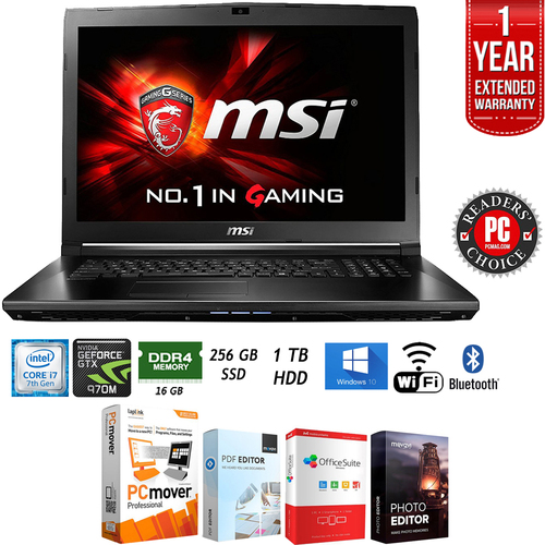 MSI GS72 STEALTH PRO 4K Intel Core i7 17.3` Gaming Laptop+Extended Warranty Pack