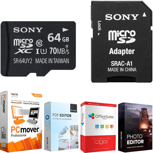 Sony 64GB micro SDXC Class 10 UHS-1, R70 Memory Card + Elite Suite