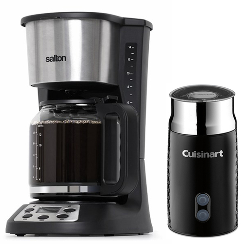Salton 14 Cup Coffee Maker with Cuisinart Tazzaccino Milk Frother
