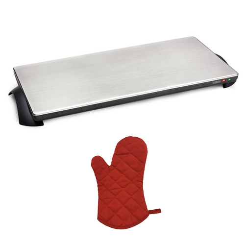 Salton Stainless Steel Warming Tray with Pair of Oven Mitts