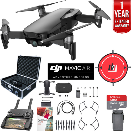DJI Mavic Air Onyx Black Drone Extended Fly Bundle Case Batteries Extended Warranty