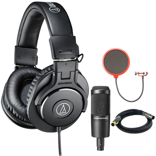 Audio-Technica ATH-M30x Professional Headphones w/ Condenser Microphone Bundle