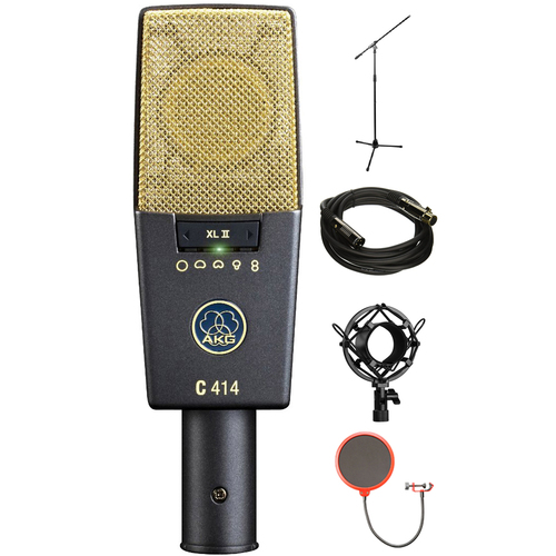 AKG Pro Audio C414 XLII Vocal Condenser Microphone Multipattern w/ Mount Bundle