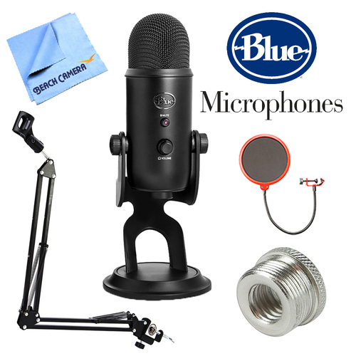 BLUE MICROPHONES Yeti Professional USB Desk Microphone w/ Accessories Bundle