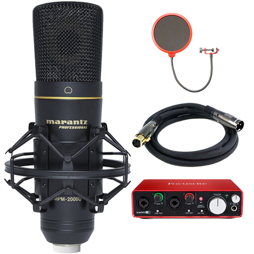 Marantz USB Studio-Quality Condenser Microphone f/ DAW Recording +Scarlett 2i2 Interface