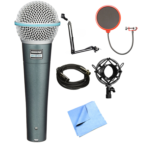 Shure BETA 58A Supercardioid Dynamic Microphone with Stand Bundle